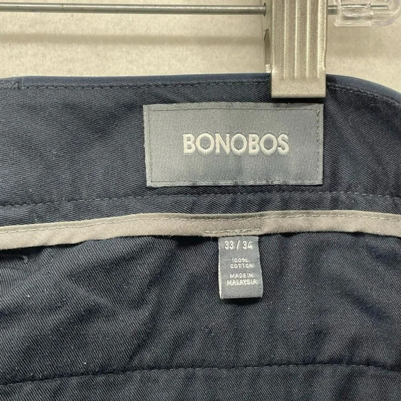 Bonobos Pants Men's Sz 33x34 Blue Straight Leg Slim Fit Mid-Rise Flat Front - Picture 9 of 11